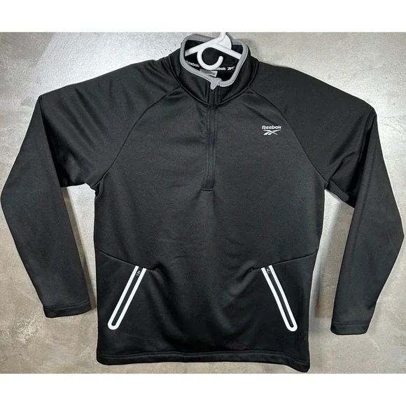Reebok Quarter Zip Pullover Jacket Women's Medium Training Activewear Top Black - Picture 2 of 13